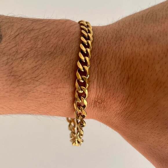 y2k style gold cuban link bracelet - Picture 1 of 7